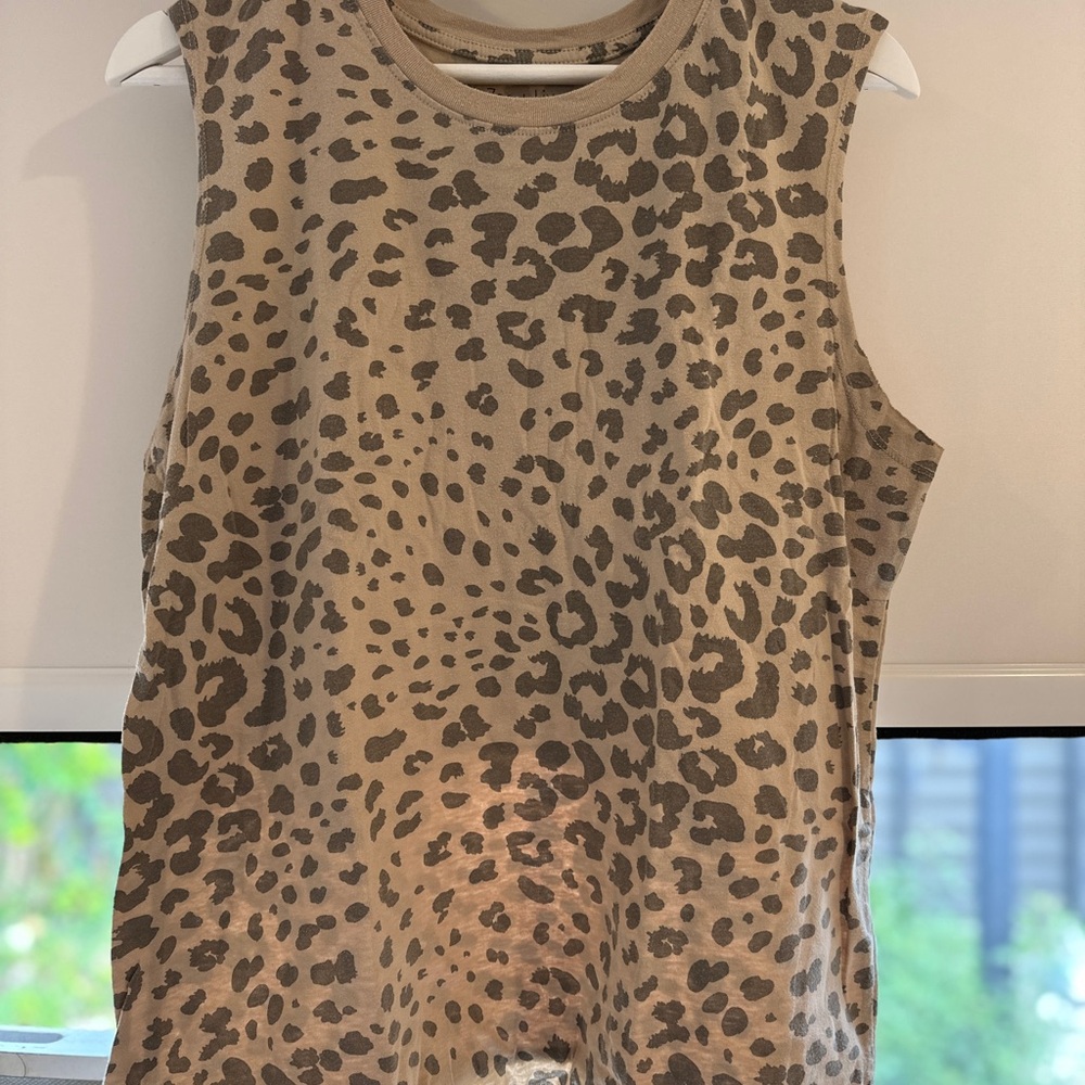 Zoe + Liv Tan and Brown Leopard Muscle Tee
